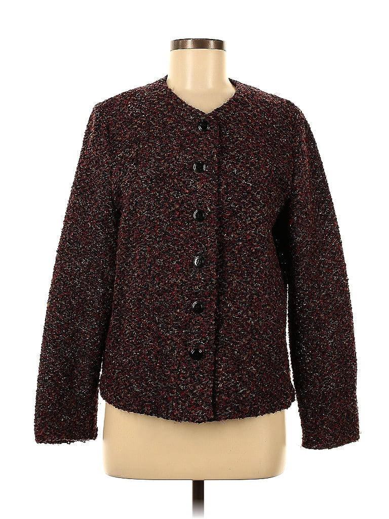 Assorted Brands Jacquard Marled Tweed Burgundy Coat Size M - photo 1