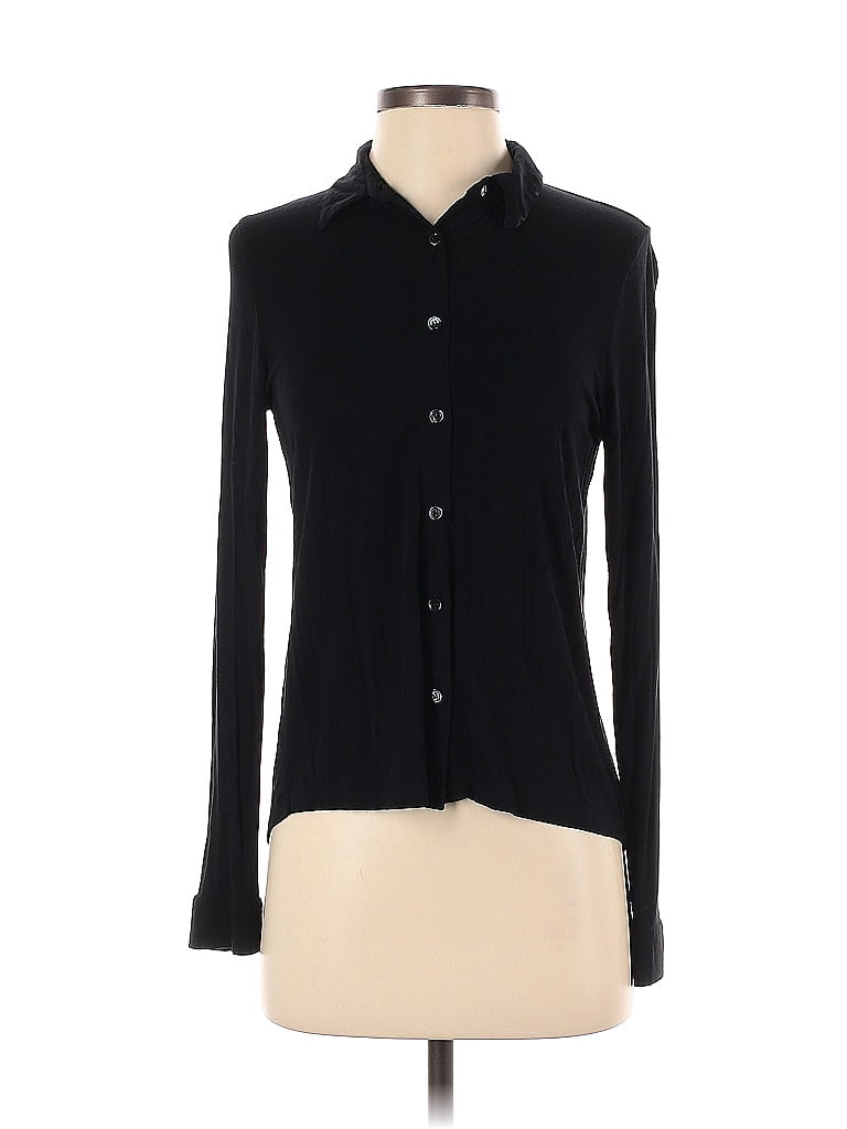Majestic Filatures Black Long Sleeve Button-Down Shirt Size Sm (2) - photo 1