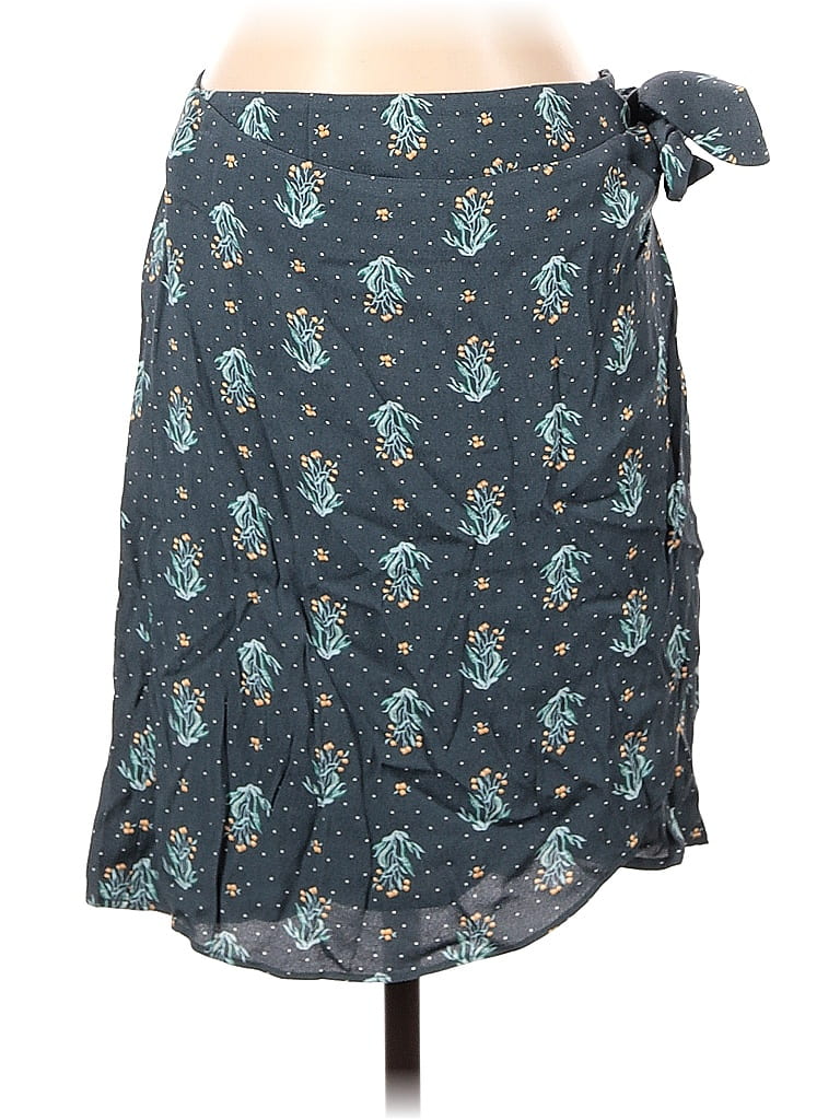 Ann Taylor LOFT 100% Rayon Floral Motif Paisley Teal Casual Skirt Size 0 - photo 1