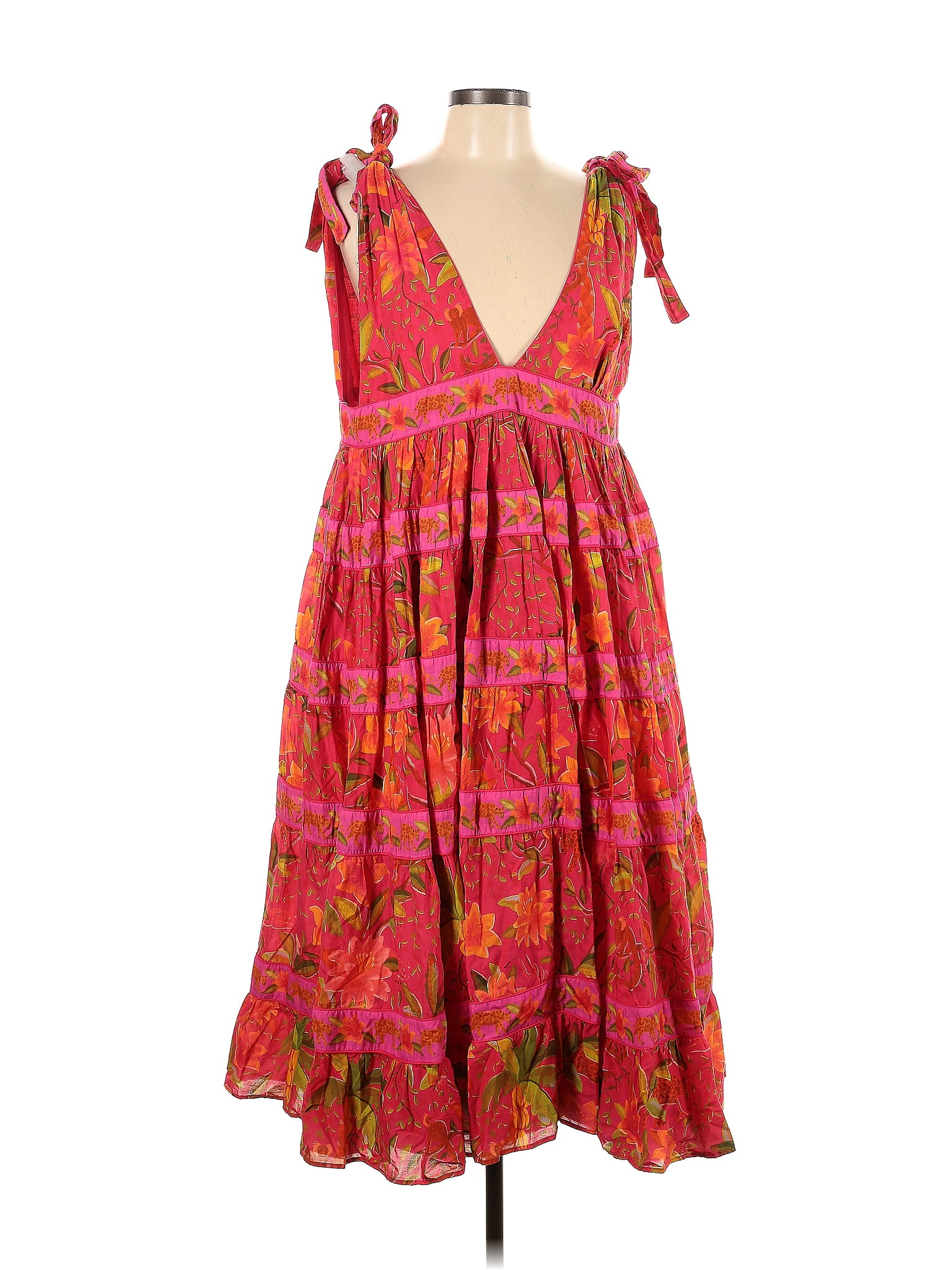 Farm Rio 100 Cotton Floral Motif Tropical Red Casual Dress Size Xl