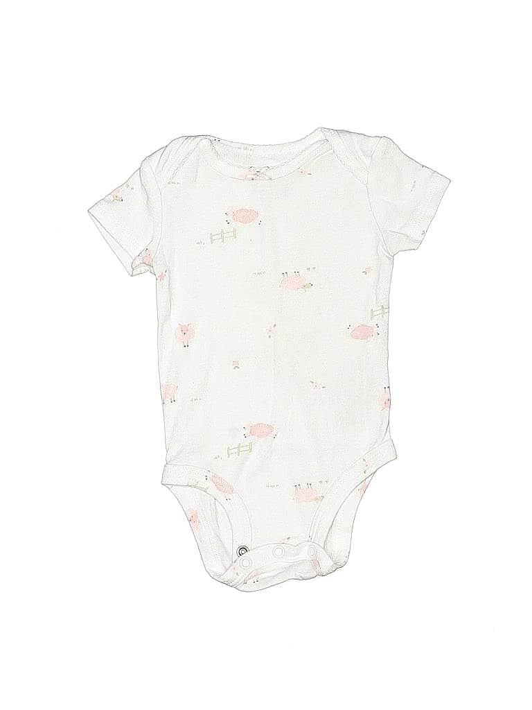 CARTER'S Pre-owned Babies' Short Sleeve Onesie In White