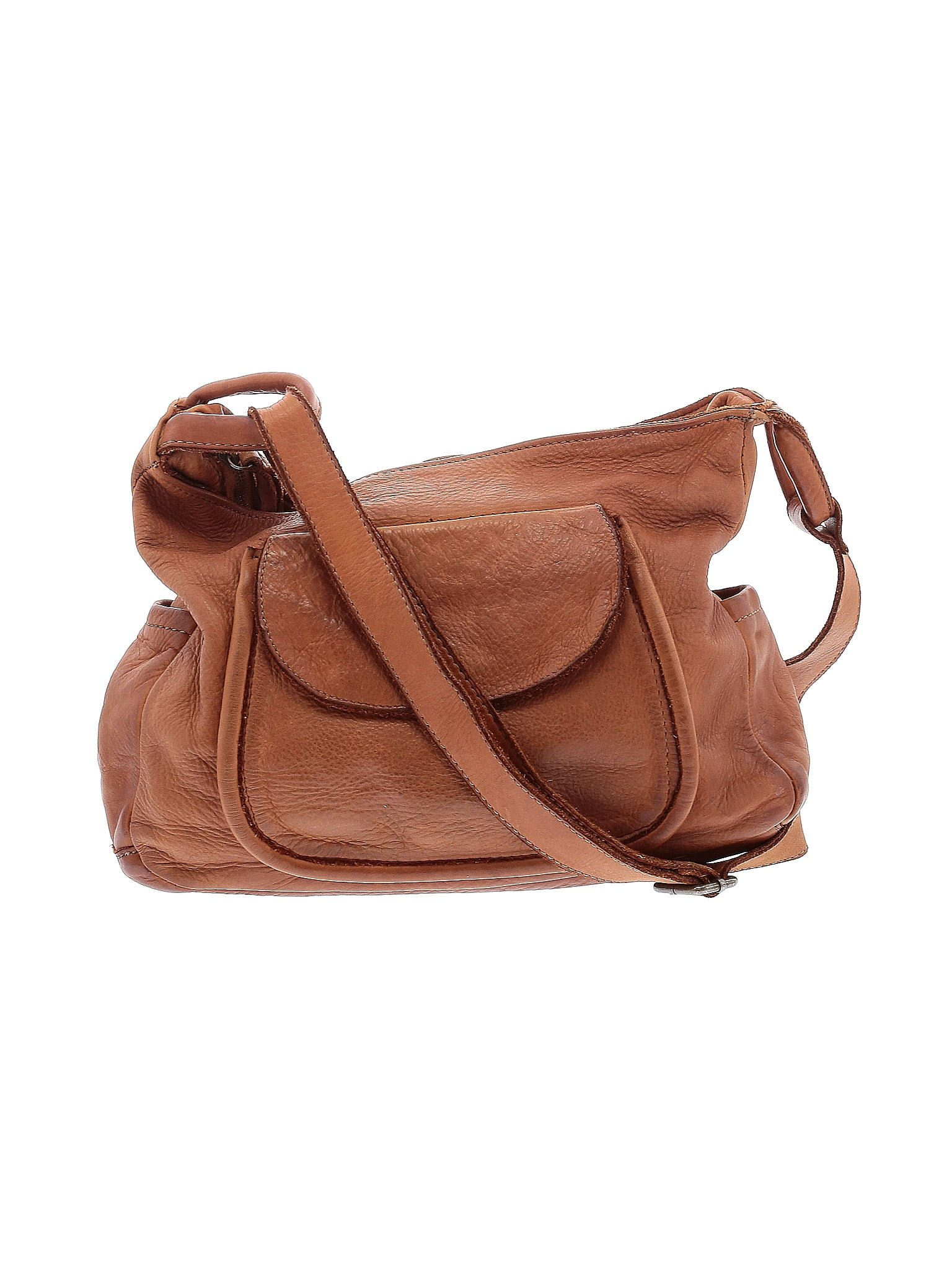 Unbranded 100% Leather Solid Tan Leather Crossbody Bag One Size - 52% ...