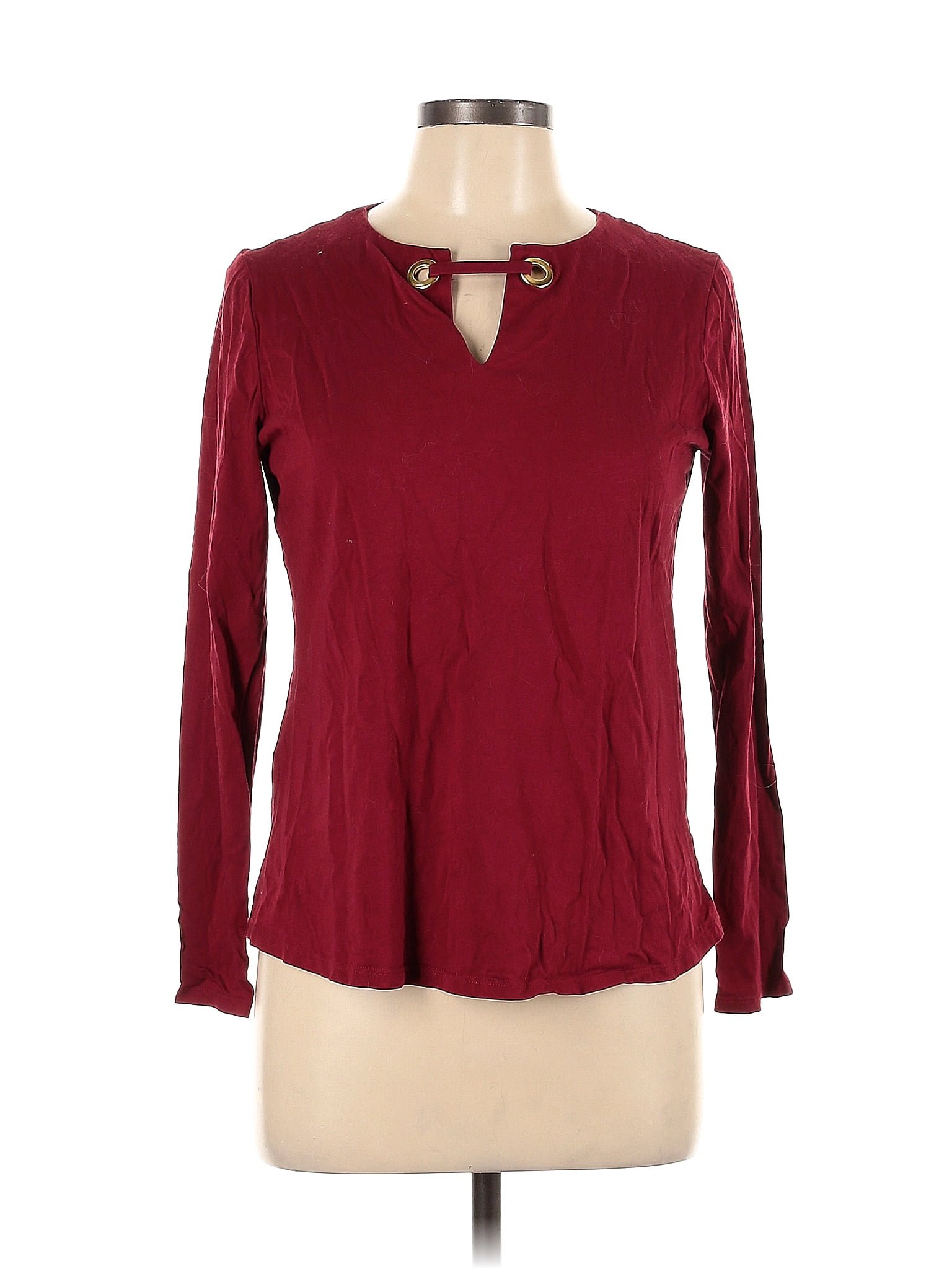 Michael Michael Kors Solid Burgundy Long Sleeve Top Size L 93 Off