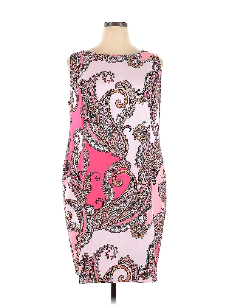 Alyx Jacquard Floral Motif Damask Paisley Baroque Print Brocade Graphic Pink Casual Dress Size 20 (Plus) - photo 1