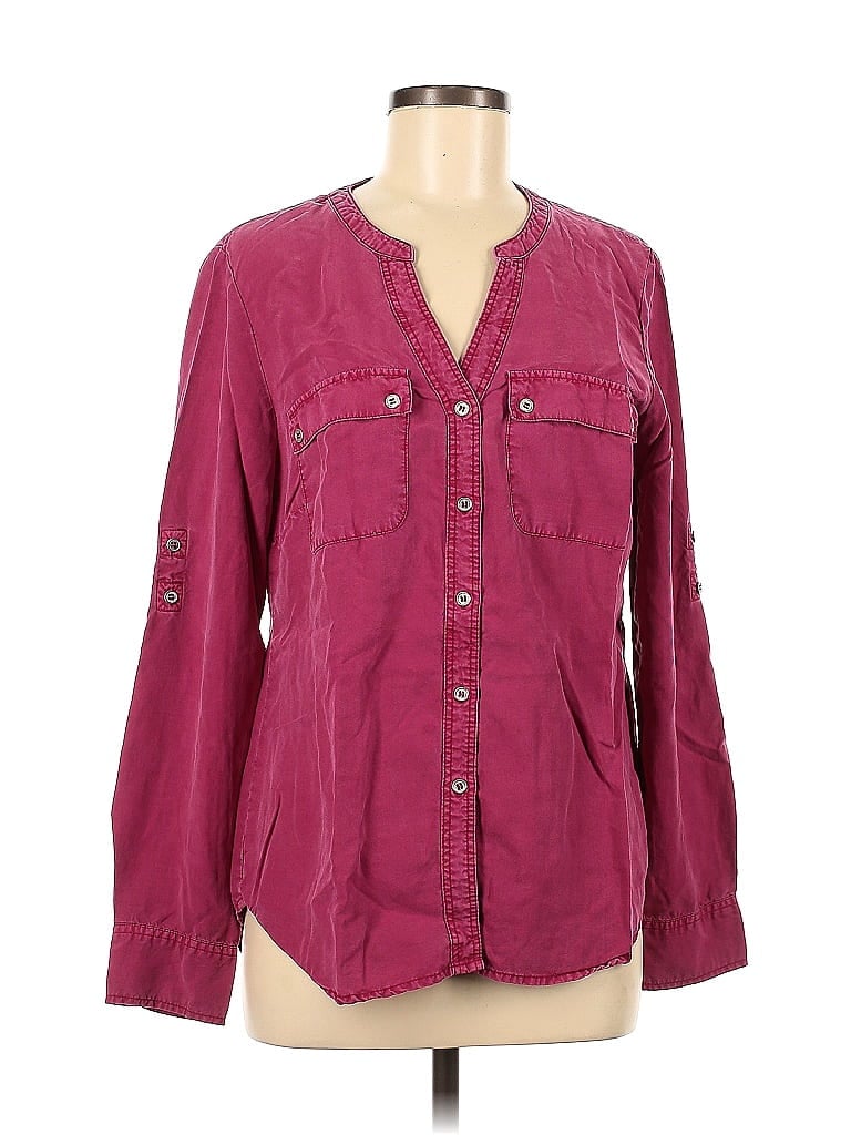 Soho JEANS NEW YORK & COMPANY 100% Lyocell Burgundy Long Sleeve Button-Down Shirt Size M - photo 1
