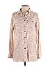 Lands' End 100% Linen Floral Motif Tropical Tan Long Sleeve Button-Down Shirt Size S - photo 1