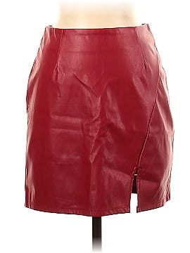 Blue Blush Faux Leather Skirt (view 1)