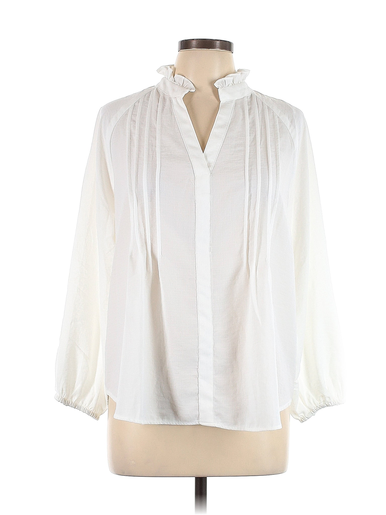 Vince Camuto 100% Polyester Ivory Long Sleeve Blouse Size L - 72% off ...