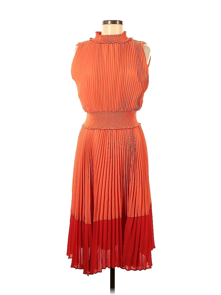 NANETTE Nanette Lepore 100% Polyester Orange Casual Dress Size 8 - 71% ...