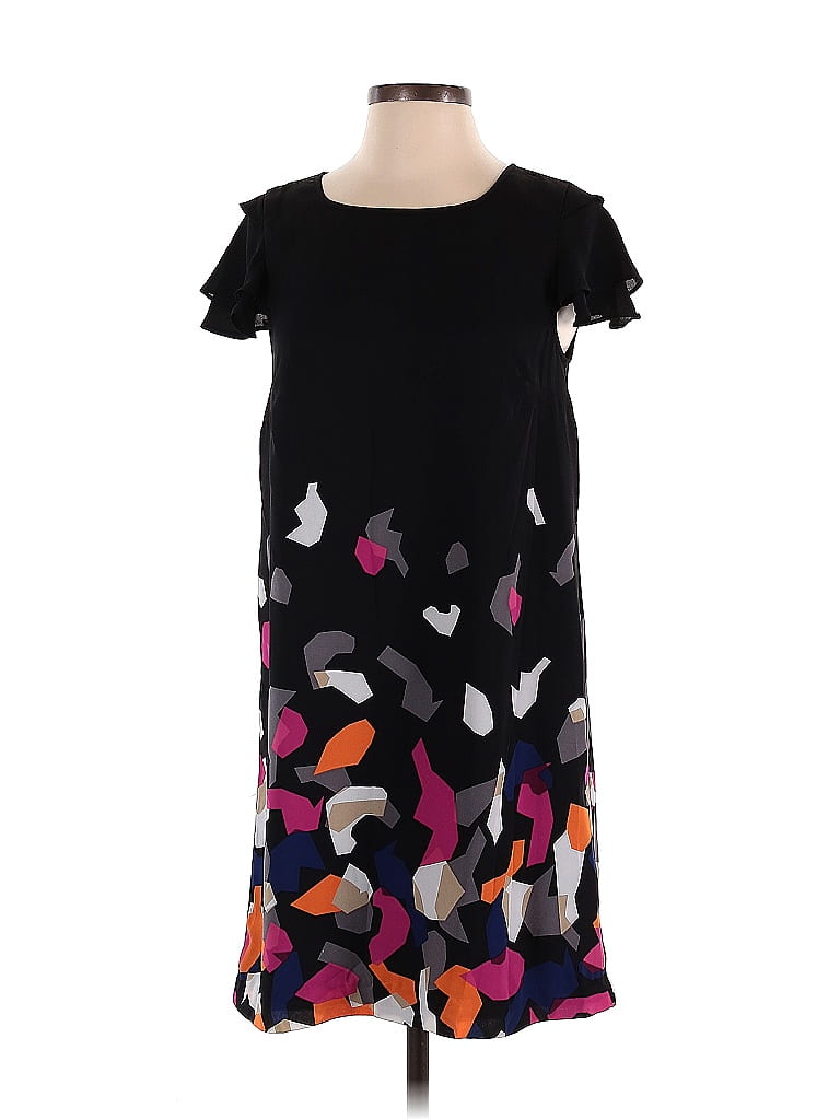 Kensie 100% Polyester Graphic Paint Splatter Print Black Casual Dress Size S - photo 1