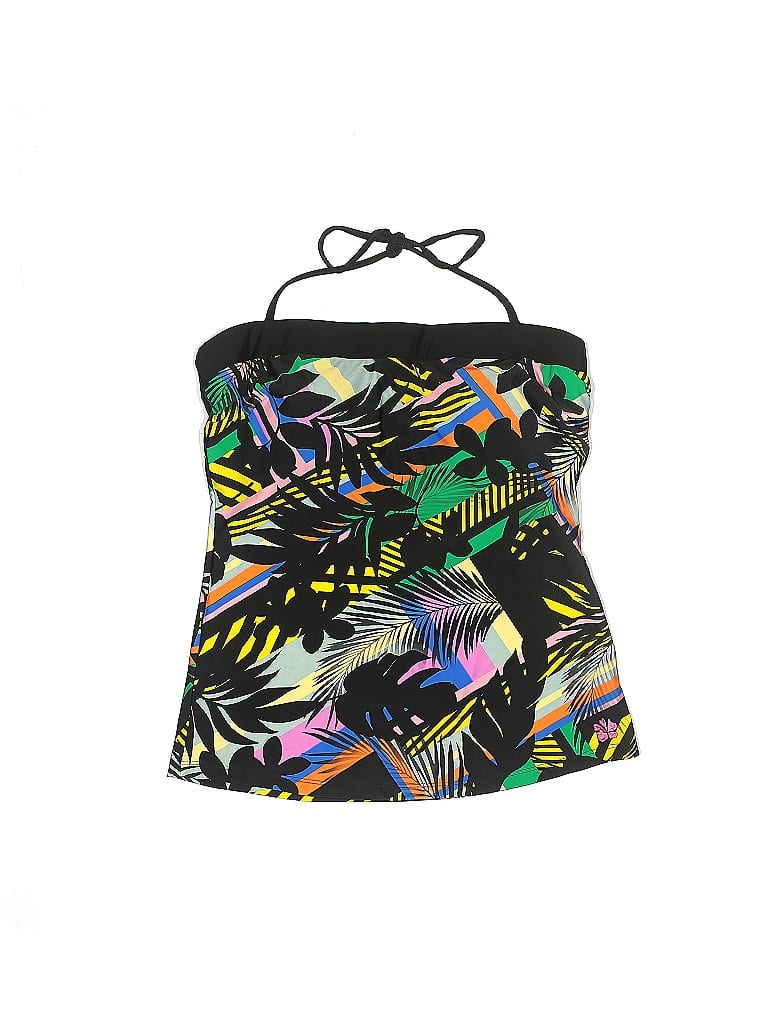 Hapari Swimwear Graphic Tropical Black Swimsuit Top Size 1X (Plus) 49