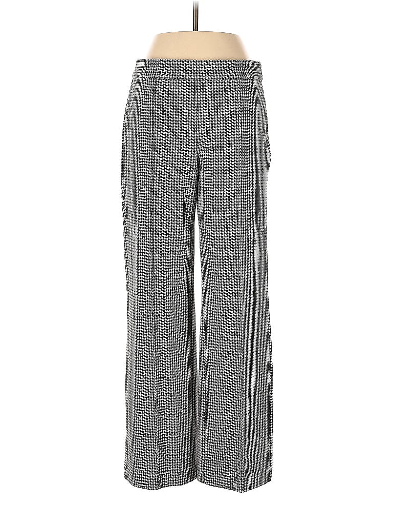 Ann Taylor Houndstooth Checkered-gingham Grid Plaid Tweed Chevron-herringbone Gray Dress Pants Size 4 (Petite) - photo 1
