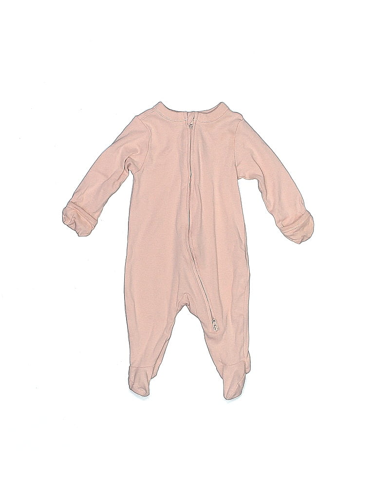 Old Navy 100% Cotton Solid Pink Long Sleeve Onesie Size 0-3 mo - photo 1
