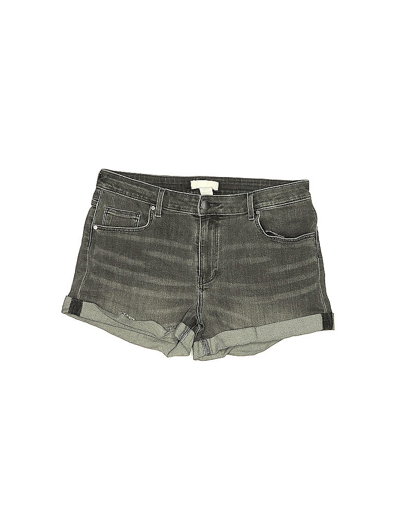 H&M Acid Wash Print Chevron-herringbone Ombre Gray Denim Shorts Size 6 - photo 1