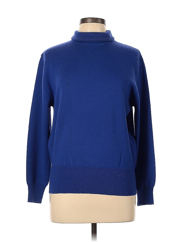 Valerie Stevens 100% Merino Solid Blue Turtleneck Sweater Size L - photo 1