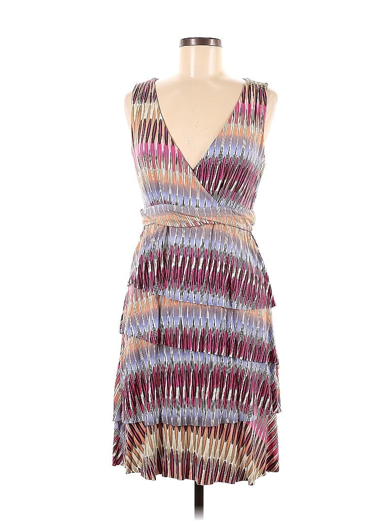 New York & Company Chevron-herringbone Stripes Chevron Purple Casual Dress Size M - photo 1