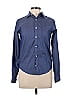 Assorted Brands Marled Chevron-herringbone Blue Long Sleeve Button-Down Shirt Size 14 - 16 - photo 1