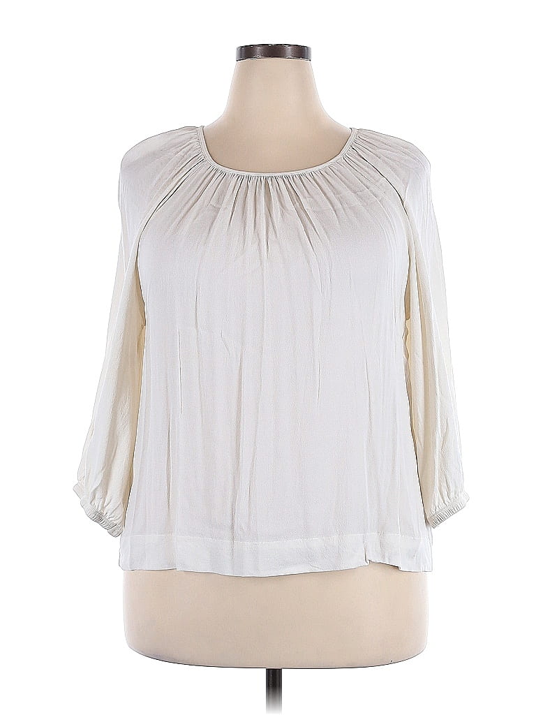 Free Assembly 100% Viscose Ivory Long Sleeve Blouse Size XXL - 56% off ...