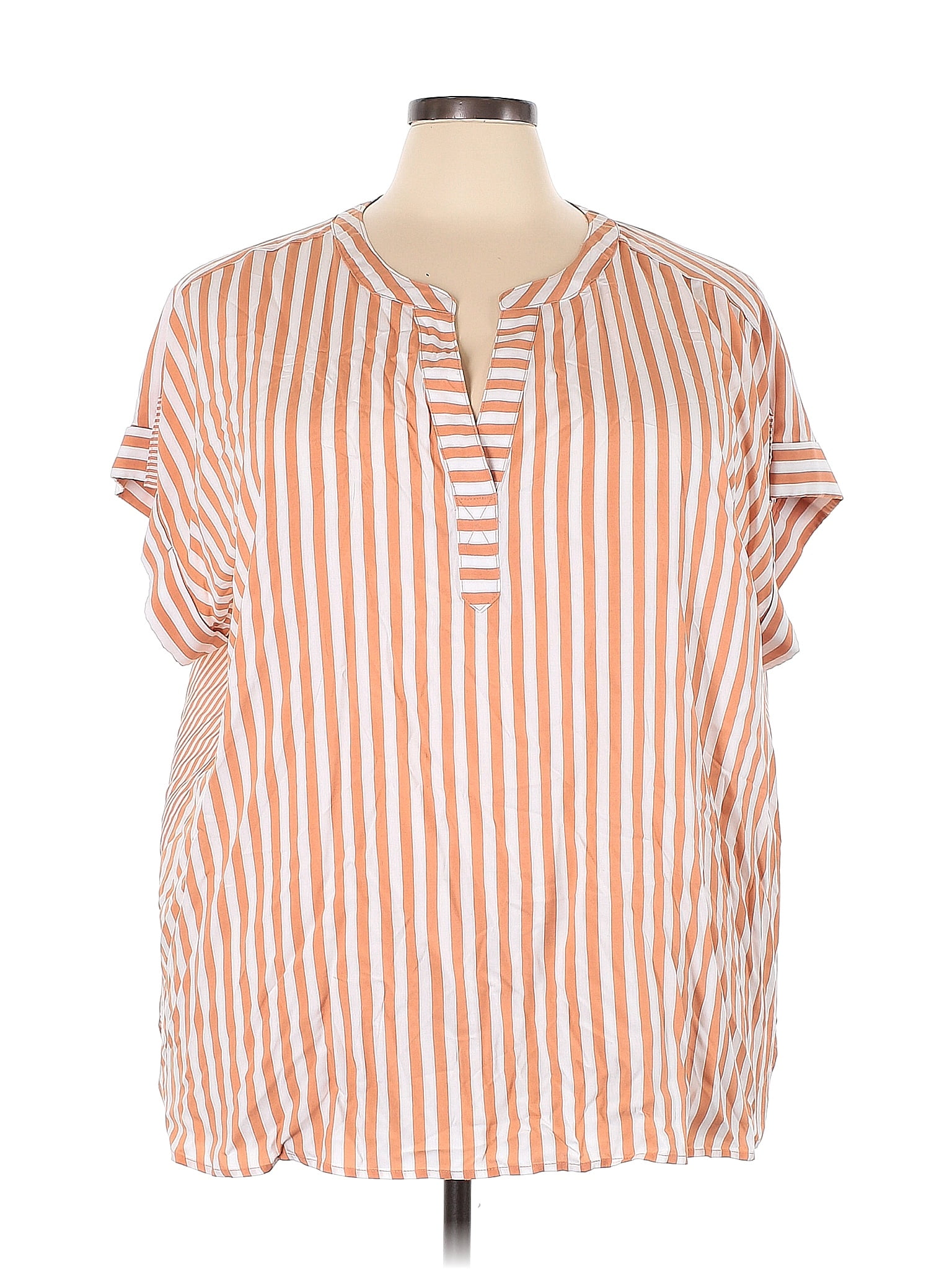 Jane and Delancey 100% Rayon Orange Short Sleeve Blouse Size 3X (Plus ...