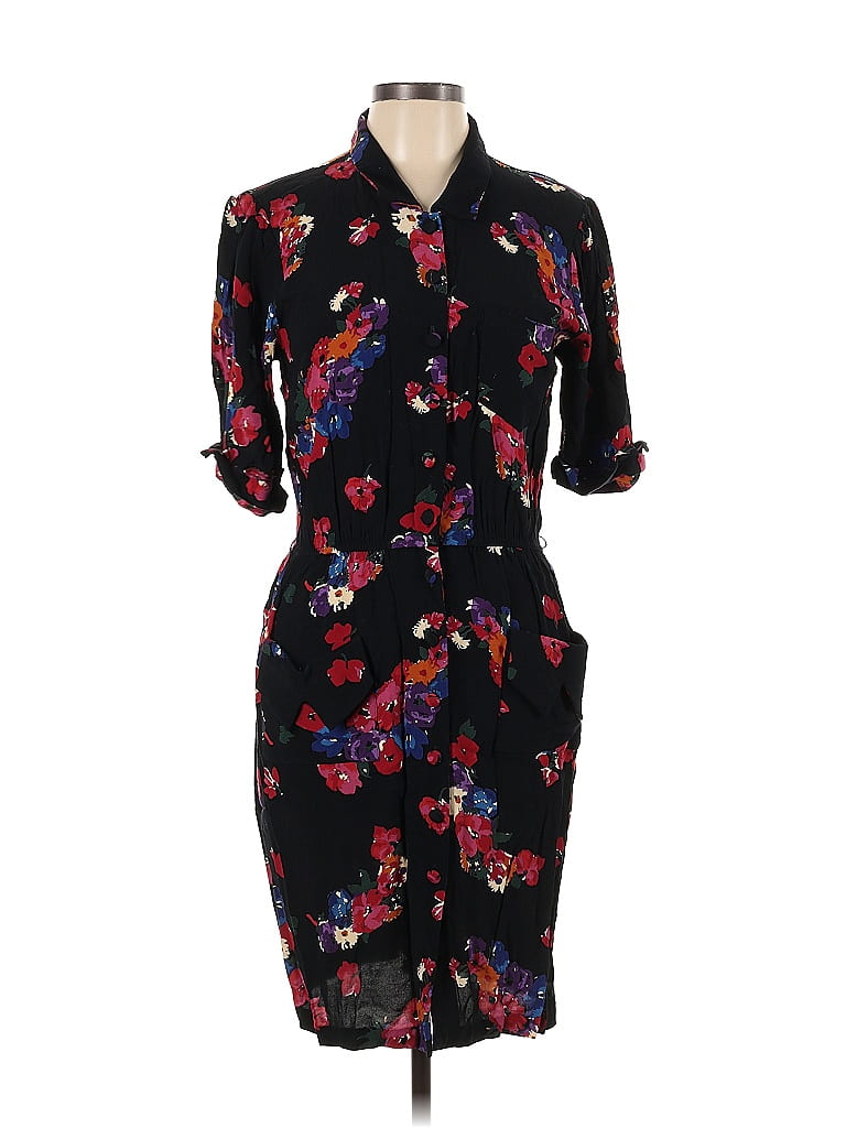 Carole Little 100% Rayon Floral Motif Black Casual Dress Size 12 - photo 1