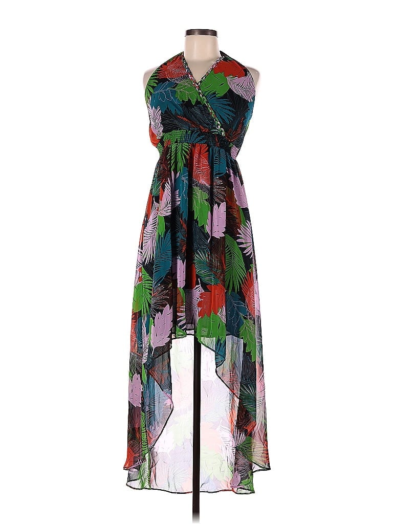 Bellatrix 100% Polyester Floral Motif Graphic Tropical Green Casual Dress Size M - photo 1