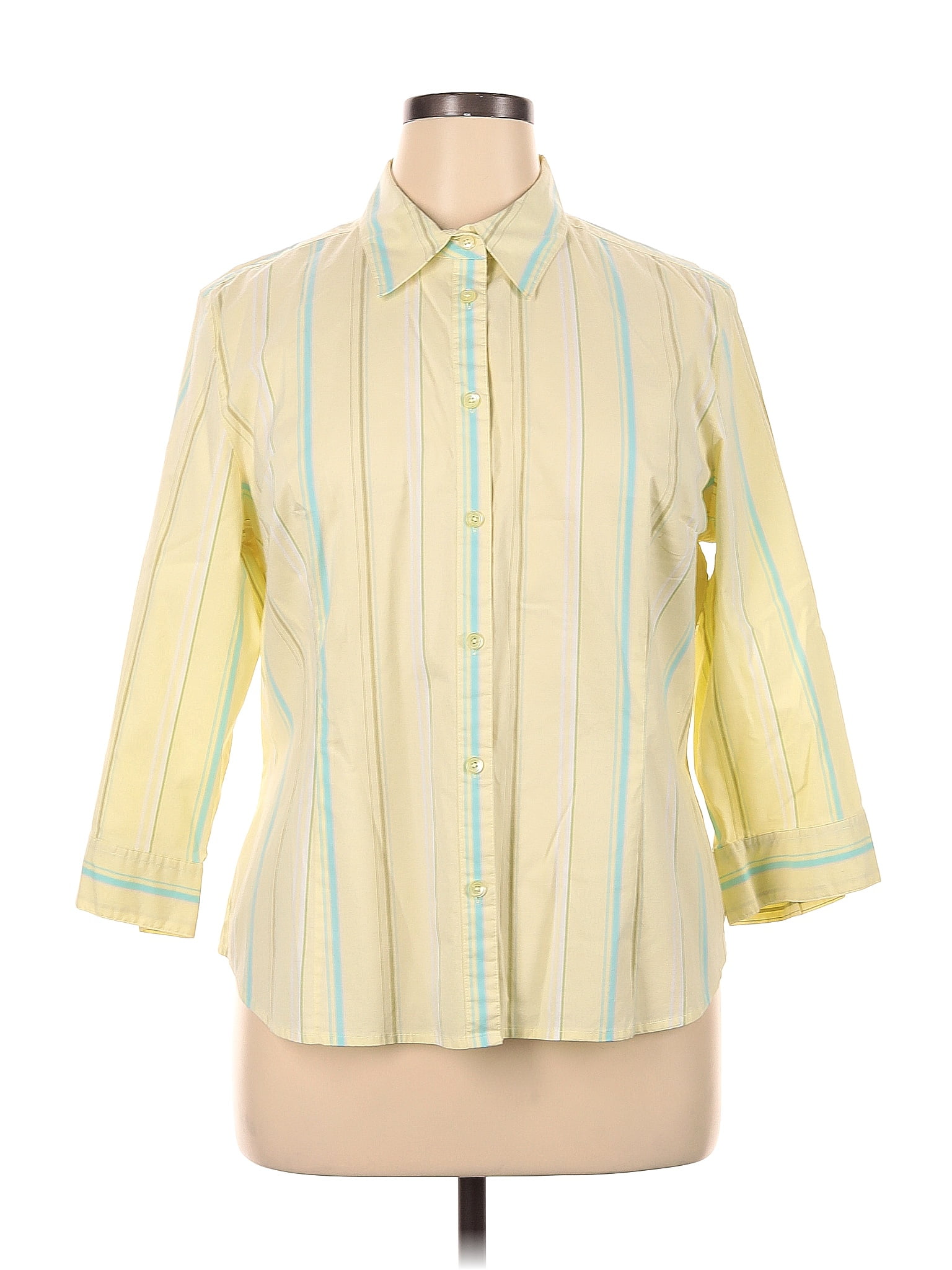 Talbots Stripes Yellow Long Sleeve Button Down Shirt Size Xl 75 Off