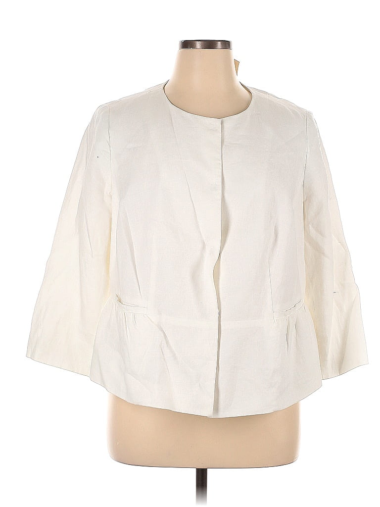 Talbots 100% Linen Ivory Jacket Size 16W (Petite) - 76% off | ThredUp