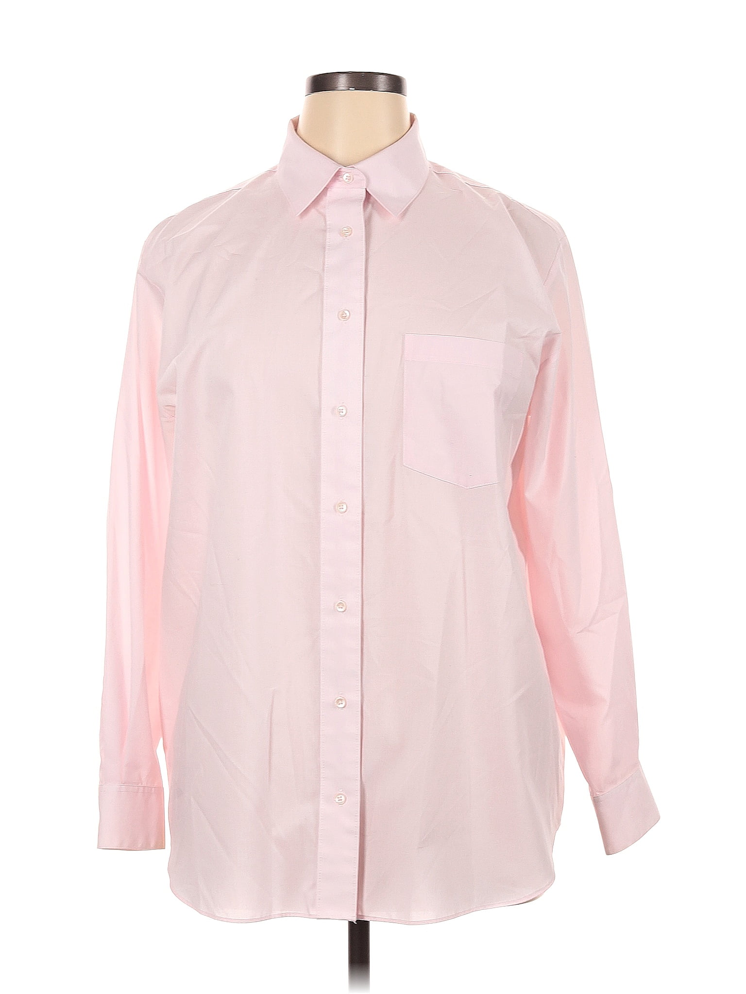 Foxcroft Color Block Pink Long Sleeve Button Down Shirt Size 14 70