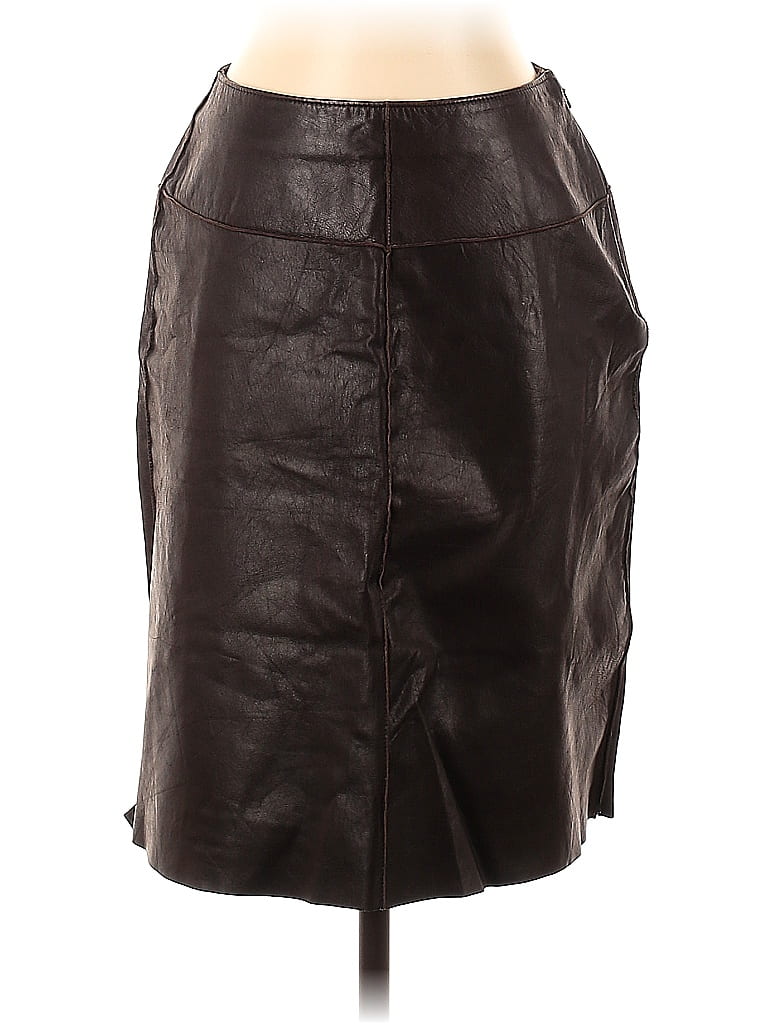 VS2 100% Leather Tortoise Brown Leather Skirt Size 4 - photo 1