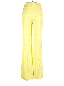 Jonathan Simkhai Neon Yellow Check Print Ring Snap Front Wide-leg High Waist Summer Pant (view 2)