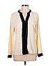 Allegra K 100% Polyester Color Block Ivory Long Sleeve Blouse Size L - photo 1