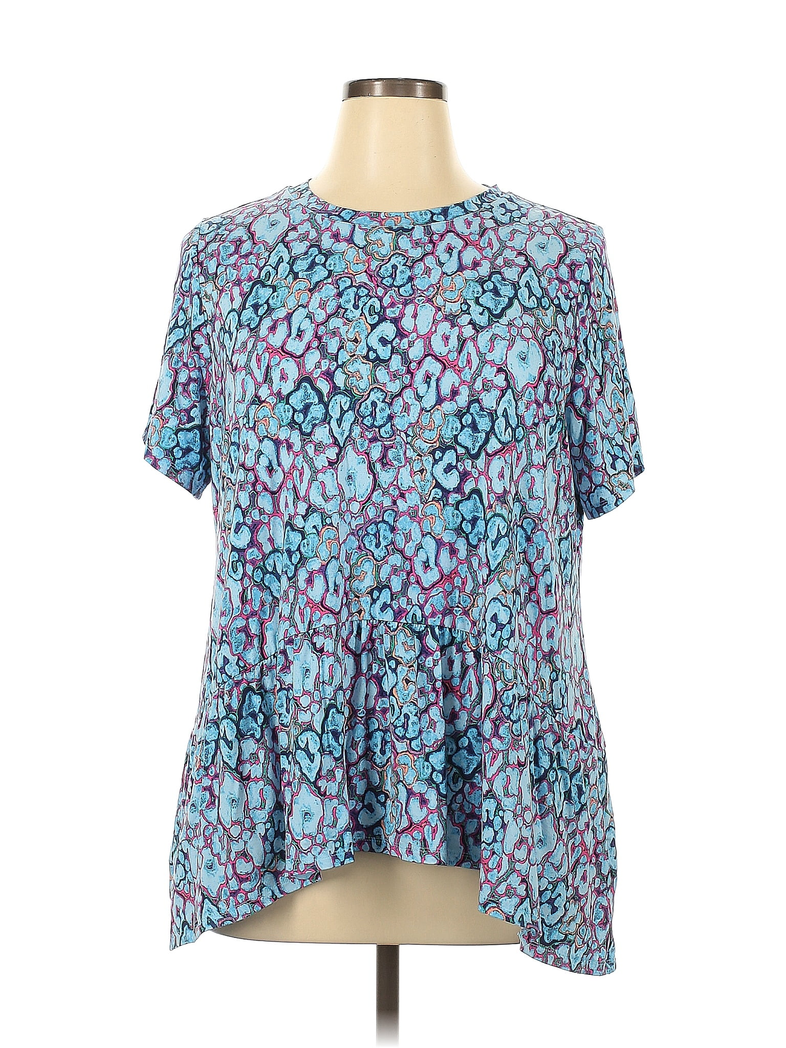 LOGO by Lori Goldstein Batik Blue Short Sleeve Top Size XL - 72% off ...