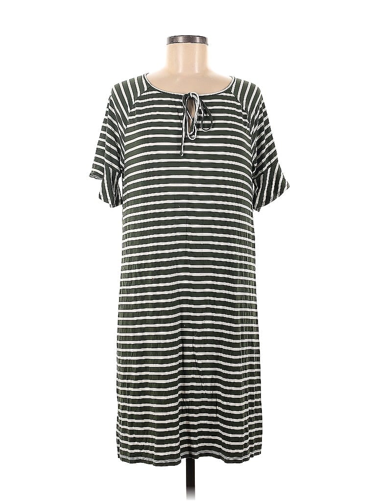 St. John's Bay Stripes Gray Casual Dress Size M - photo 1