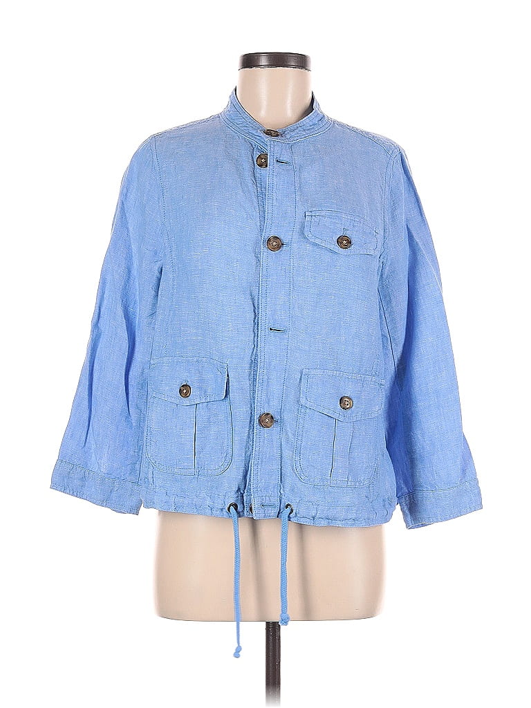 Talbots 100% Linen Blue Jacket Size M (Petite) - 77% off | ThredUp