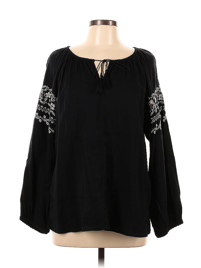 Old Navy Black Long Sleeve Blouse Size L 55 Off Thredup