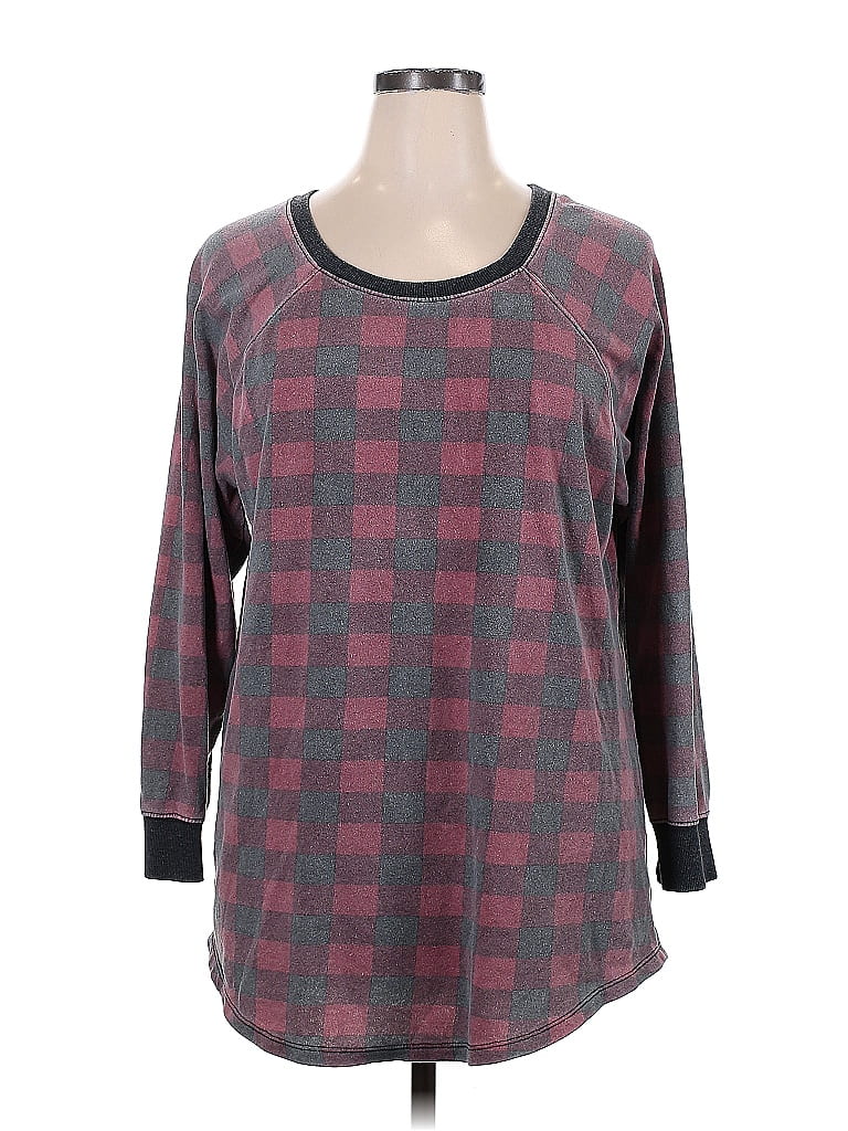 Torrid Checkered-gingham Grid Plaid Gray Sweatshirt Size 1X Plus (1) (Plus) - photo 1