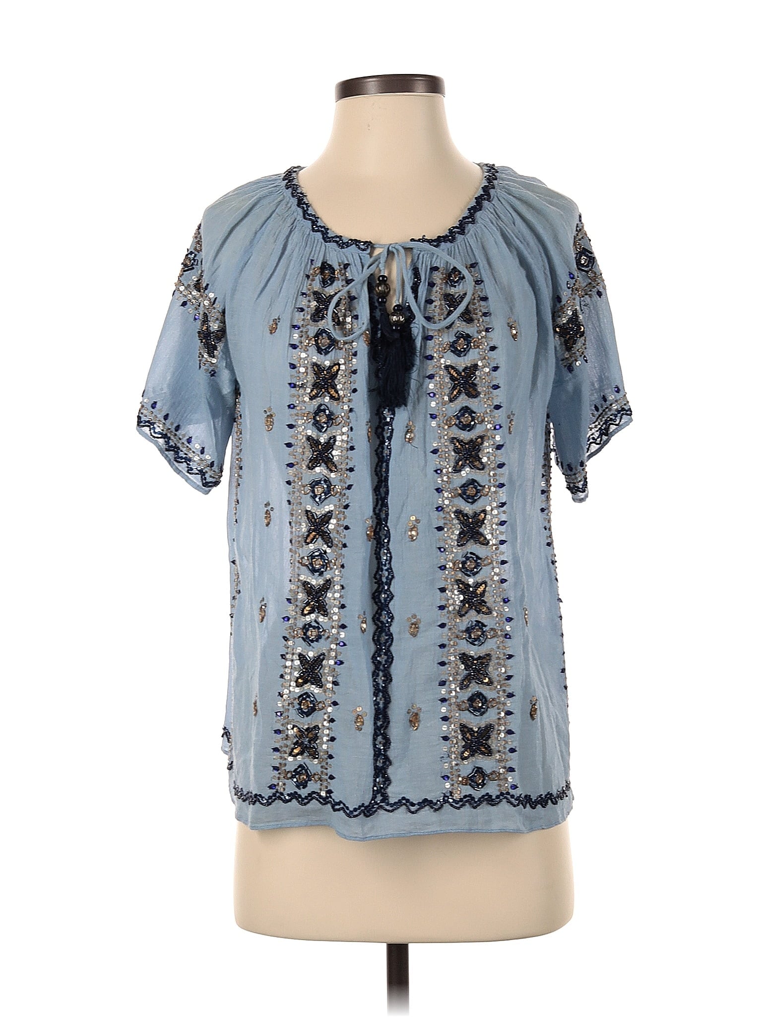 Tunique Caftan Hester Calypso St Barth - Rayée Coton Blanc Et Bleu Marine - Taille S - Neuf Sans étiquettes