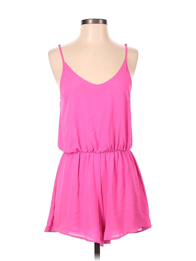 Lush 100% Polyester Solid Hearts Color Block Ombre Pink Romper Size M - photo 1
