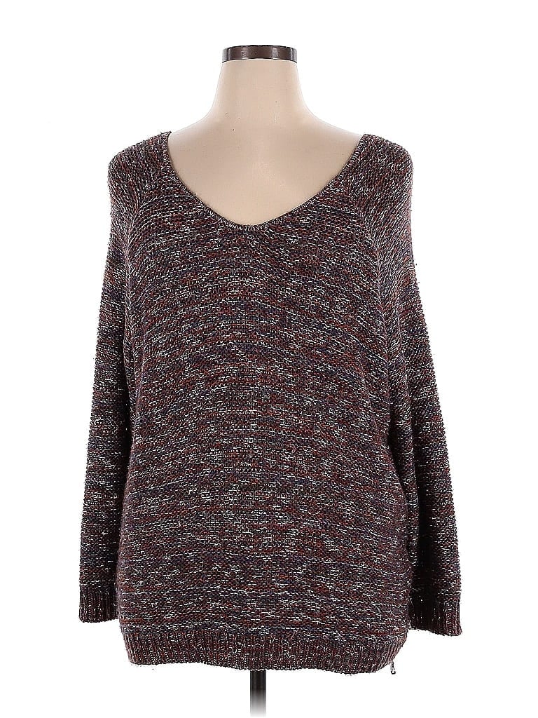 14th & Union Marled Tweed Burgundy Pullover Sweater Size 1X (Plus) - photo 1