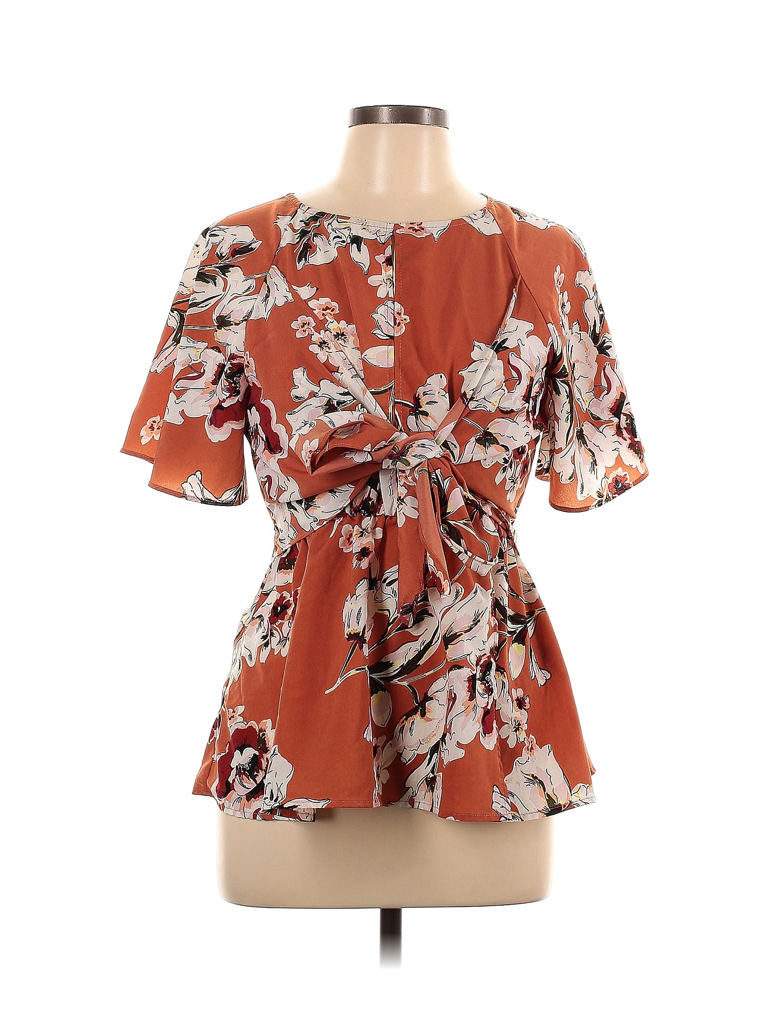 Shein 100 Polyester Orange Short Sleeve Blouse Size L 54 Off Thredup