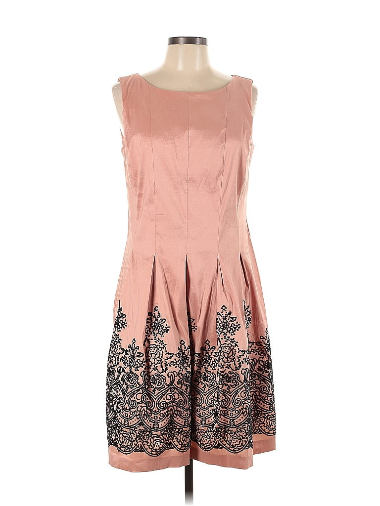 Chetta B Jacquard Floral Motif Damask Brocade Pink Casual Dress Size 10 ...