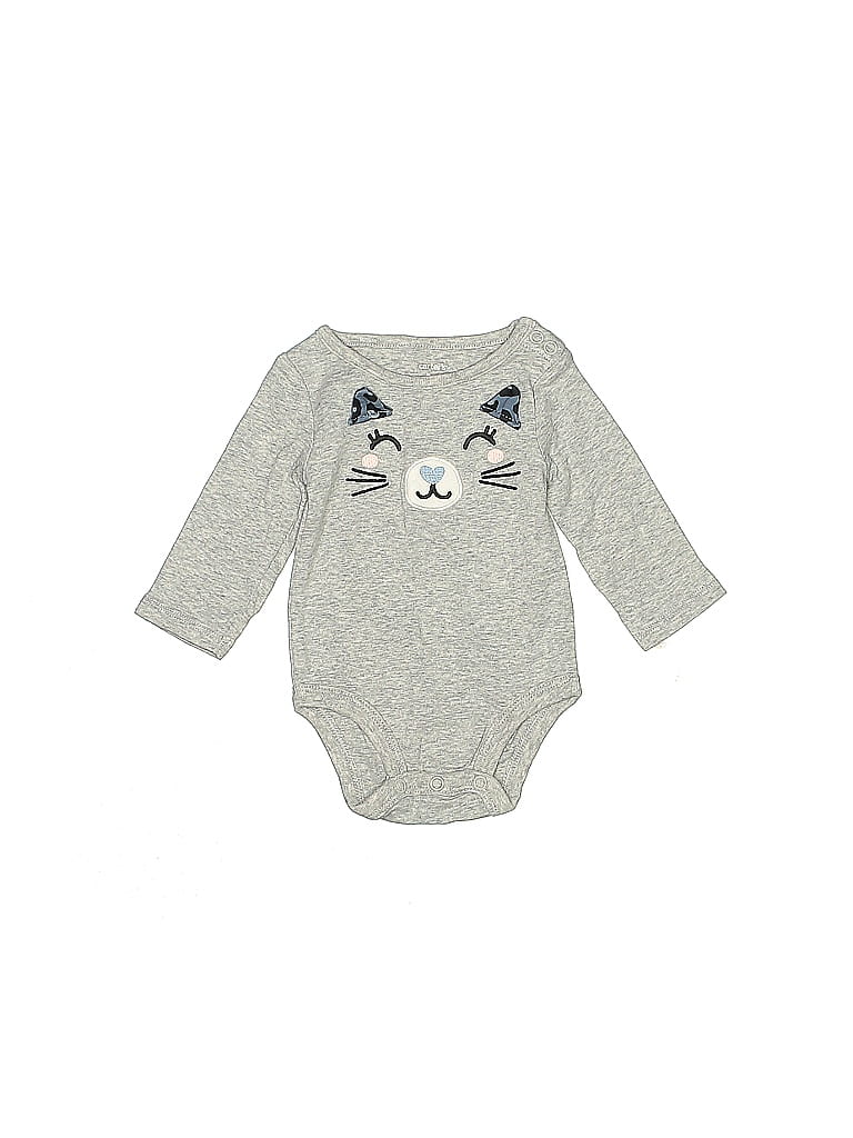CARTER'S Pre-owned Babies' Long Sleeve Onesie In Gray