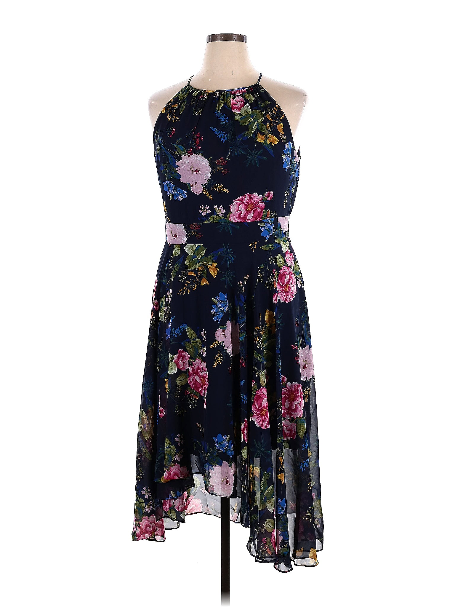 Eliza J 100% Polyester Floral Motif Floral Blue Casual Dress Size 16 ...