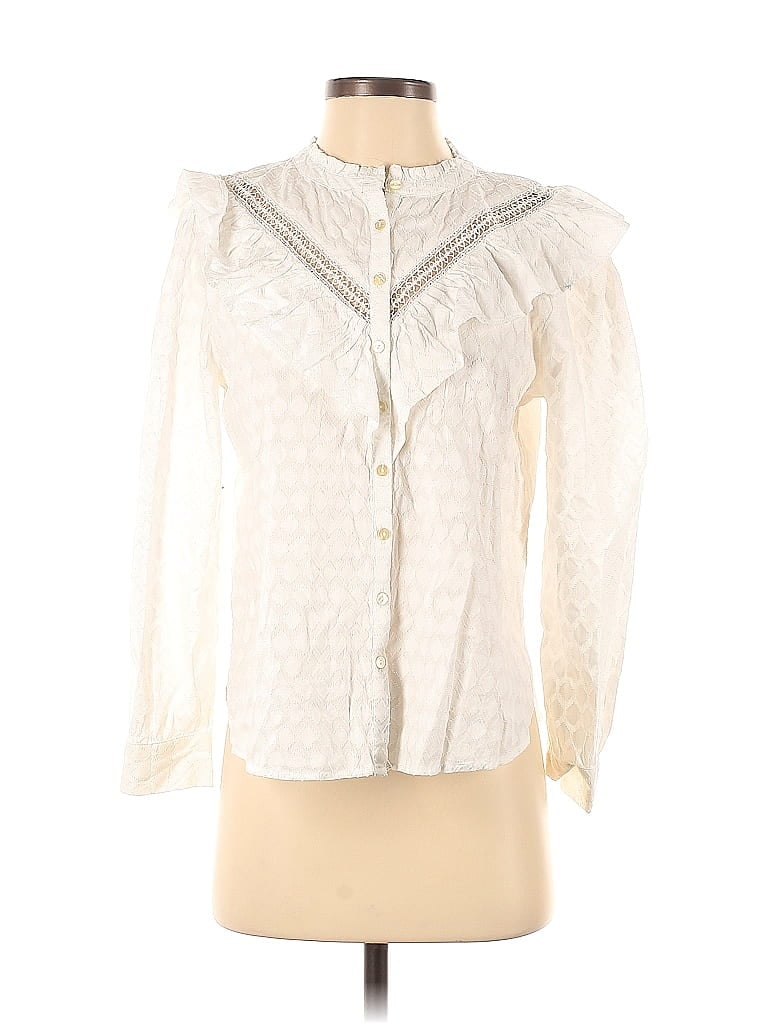 LOFT Ann Taylor 100% Cotton White Rose Sleeveless Blouse Fray