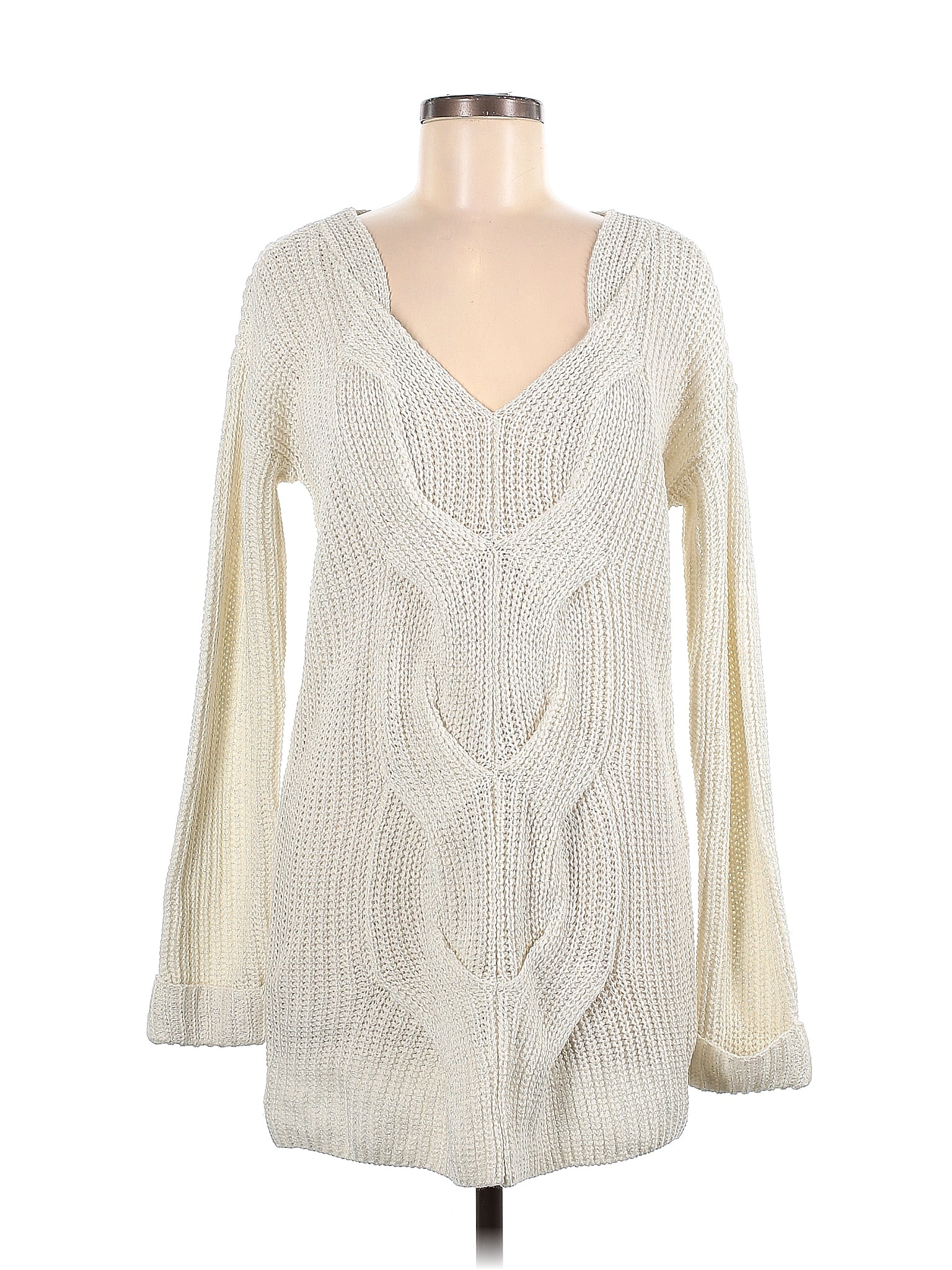 PREMISE Chevron-herringbone Chevron Ivory Pullover Sweater Size L - 56% Off