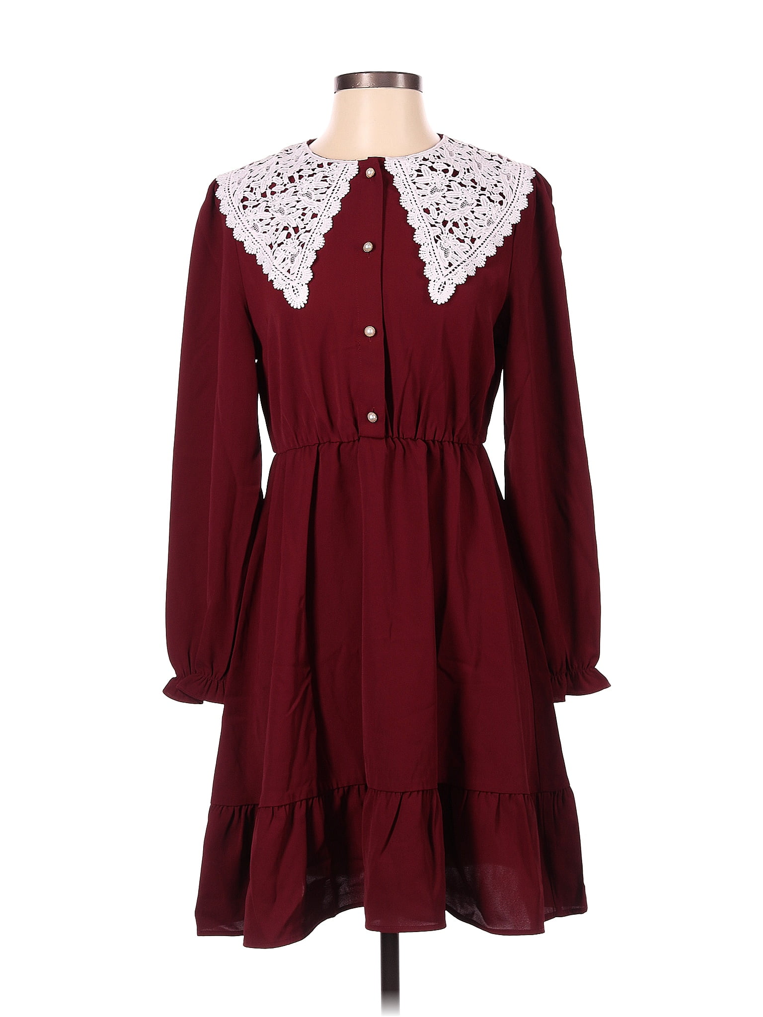 Allegra K Burgundy Casual Dress Size S - 46% off | ThredUp