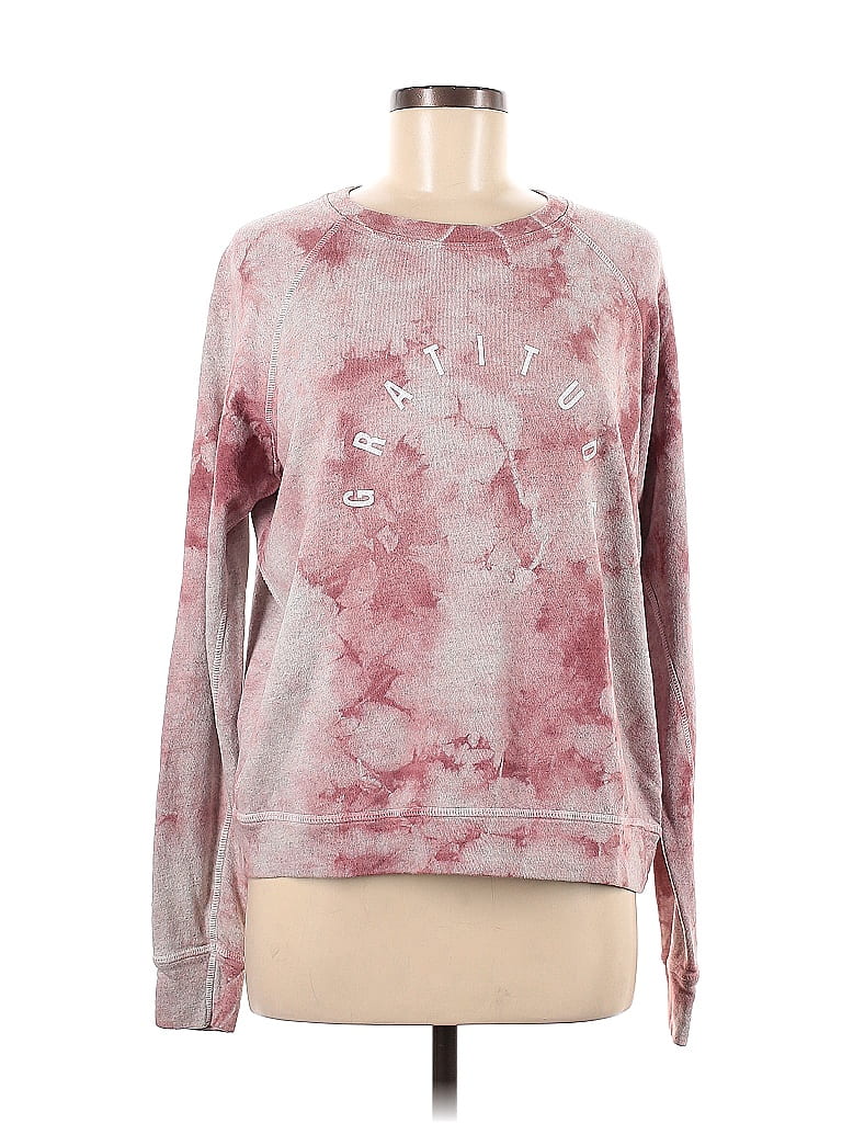 Goodbody Goodmommy Floral Motif Acid Wash Print Batik Paint Splatter Print Tie-dye Pink Sweatshirt Size M - photo 1
