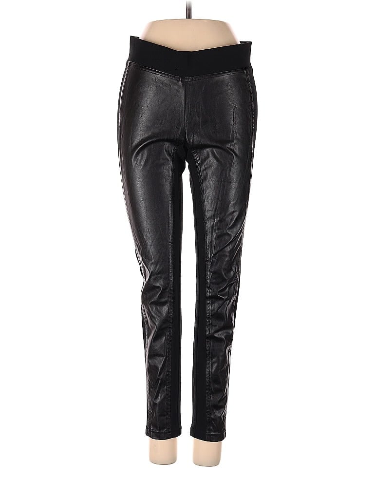 Pre-owned Ann Taylor Faux Leather Pants In Black