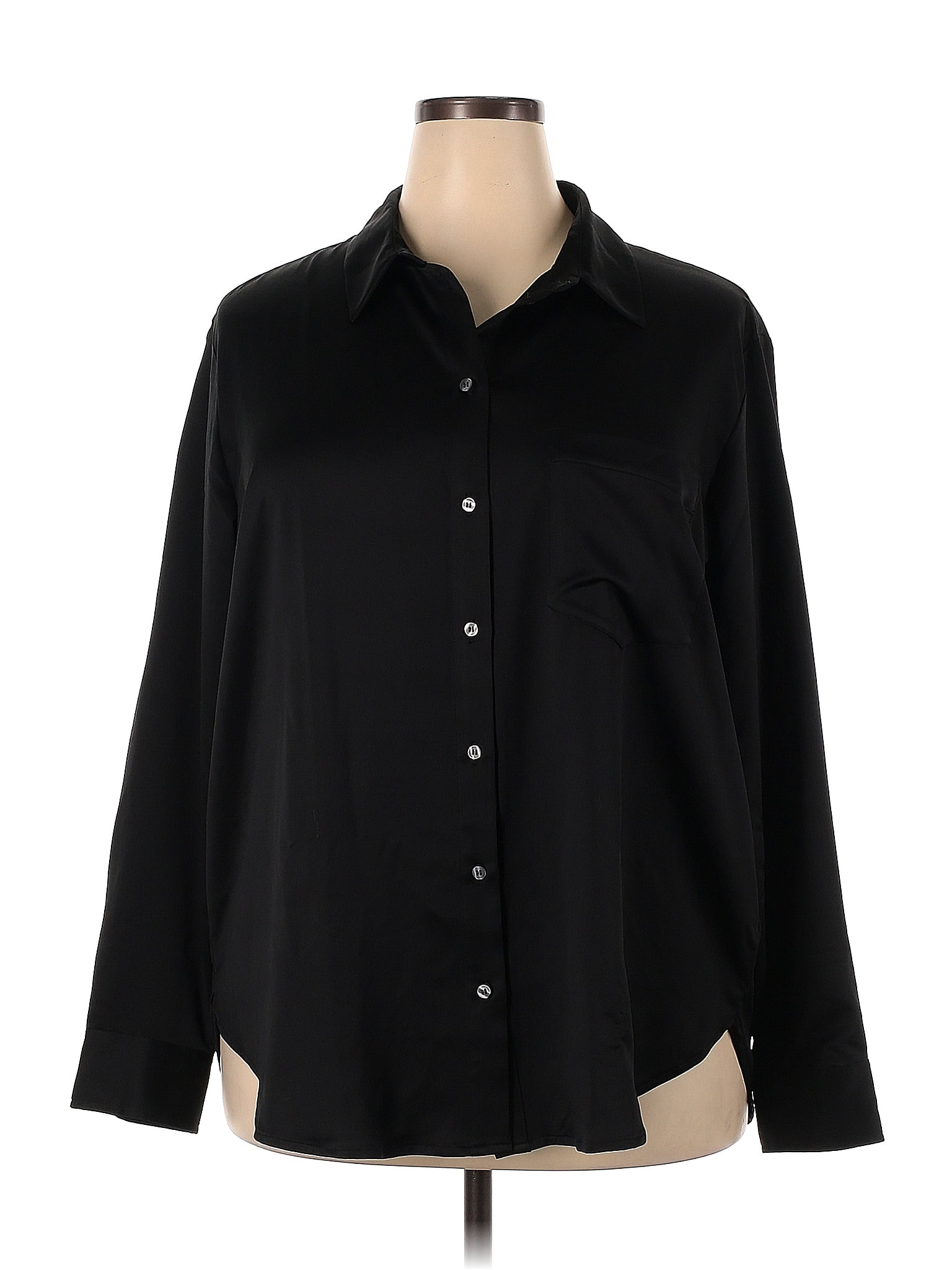 Gap 100 Polyester Solid Black Long Sleeve Blouse Size Xxl 68 Off