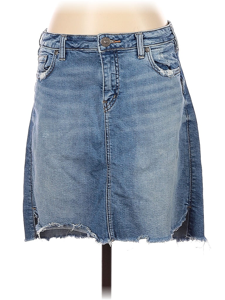 Pre-owned Silver Denim Skirt In Blue